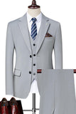 Black Singel Breasted Notched Lapel 3-Piece Men's Formal Suits