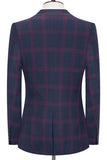 Blue Notched Lapel Slim Fit Plaid 3 Pieces Men's Prom Suits