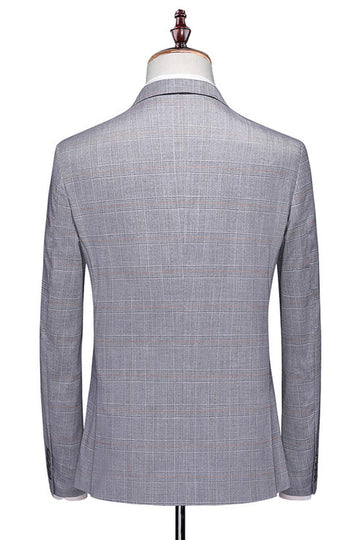 Grey 3 Piece Notched Lapel Single Breasted Men's Formal Suits