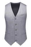Grey 3 Piece Notched Lapel Single Breasted Men's Formal Suits