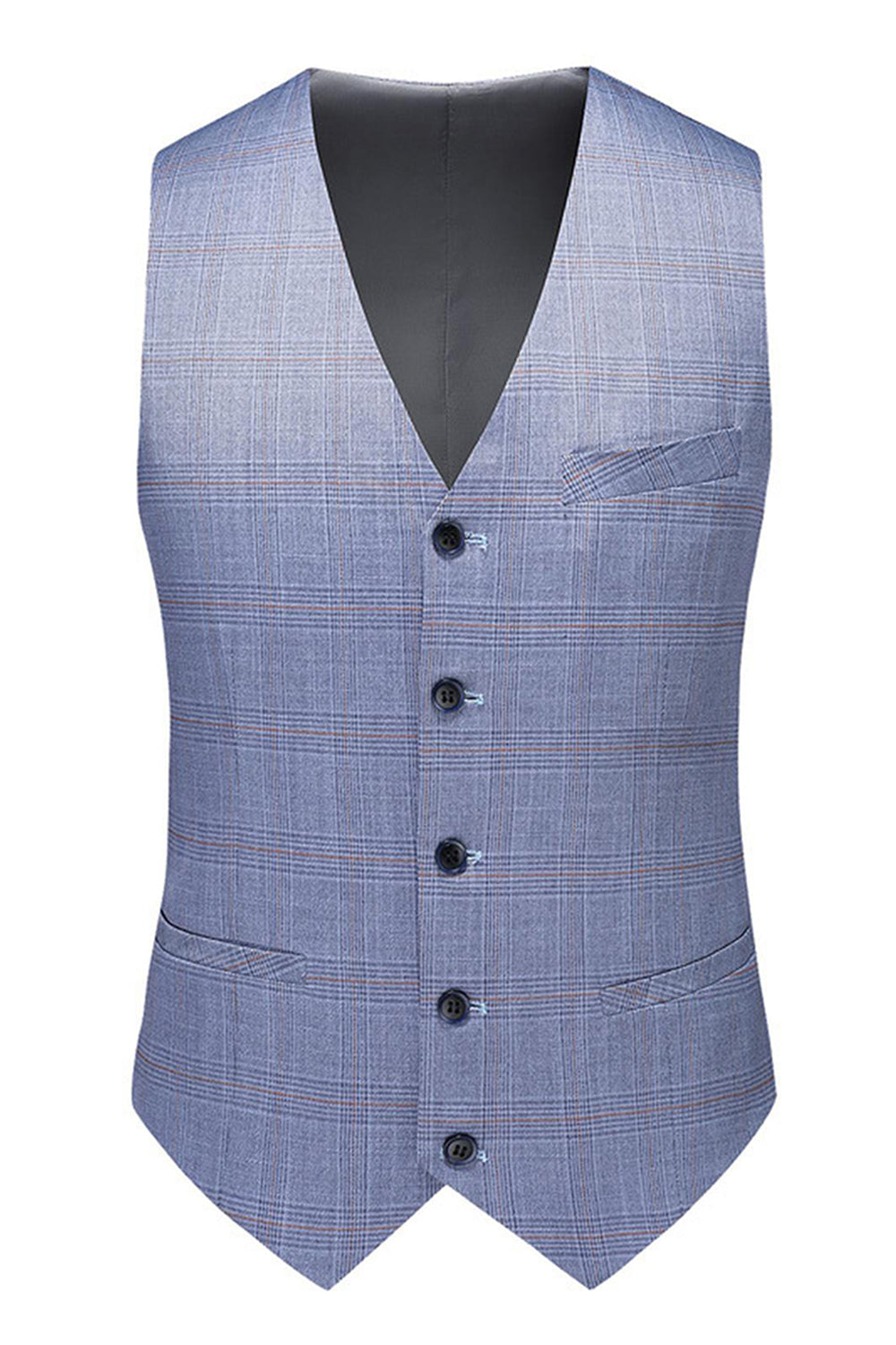 Blue Notched Lapel Singel Breasted 3 Pieces Men's Formal Suits