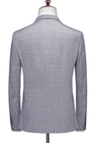 Grey Plaid 3 Pieces Notched Lapel Men's Formal Suits
