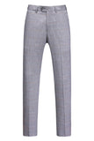 Grey Plaid 3 Pieces Notched Lapel Men's Formal Suits