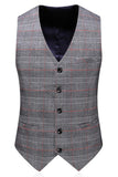 Men's Grey Plaid One Button Peak Lapel 3 Pieces Prom Suits