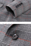 Men's Grey Plaid One Button Peak Lapel 3 Pieces Prom Suits