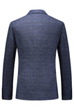 Dark Blue Plaid Notched Lapel 3 Pieces Men's Prom Suits