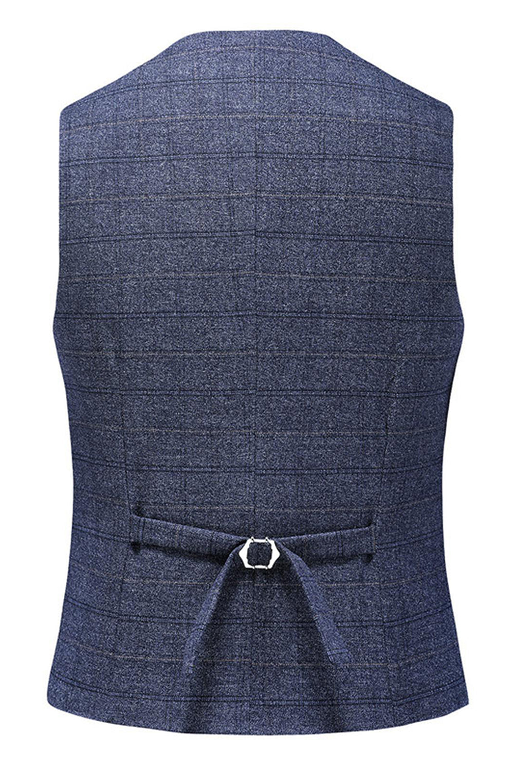 Dark Blue Plaid Notched Lapel 3 Pieces Men's Prom Suits