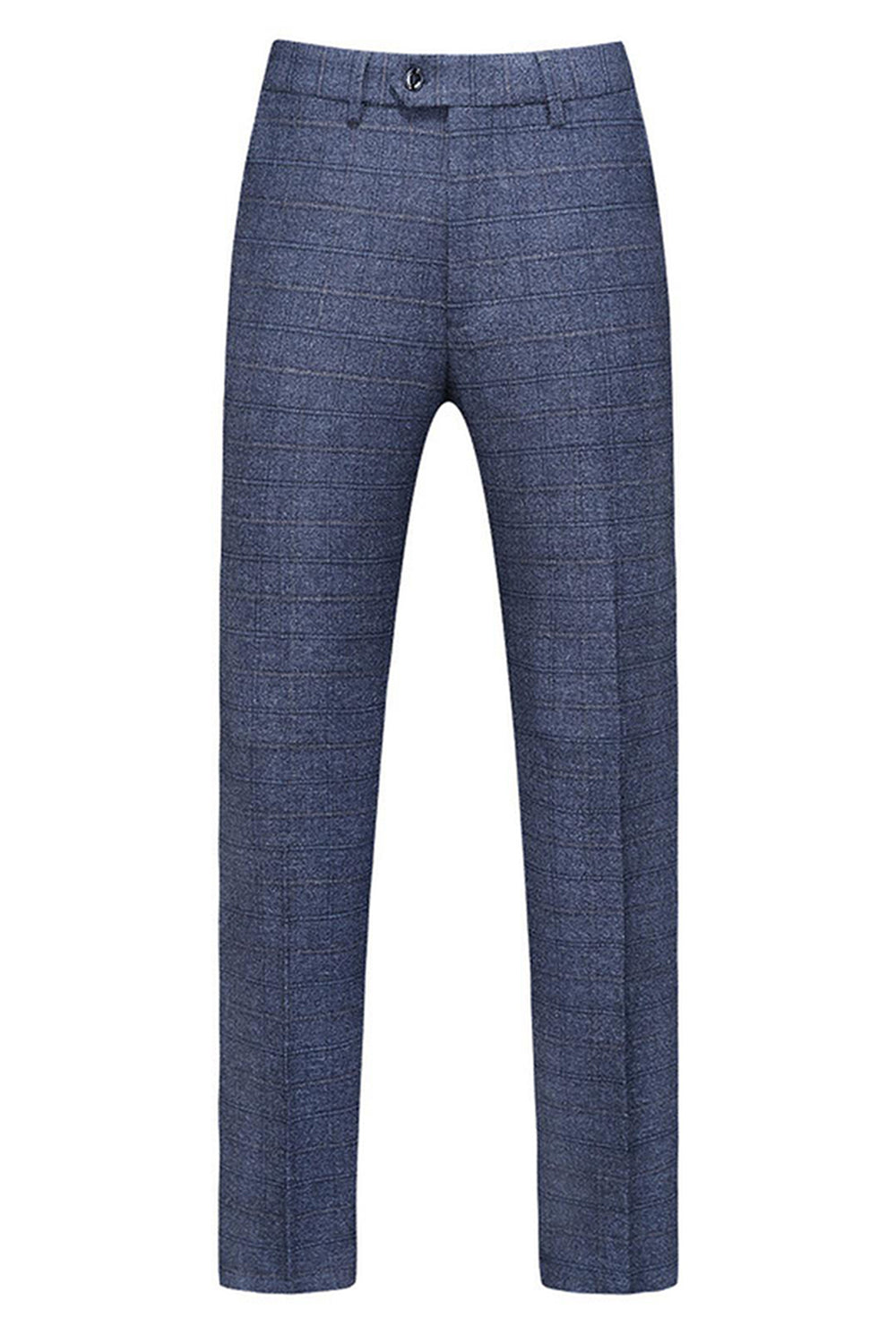 Dark Blue Plaid Notched Lapel 3 Pieces Men's Prom Suits