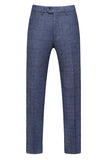 Dark Blue Plaid Notched Lapel 3 Pieces Men's Prom Suits