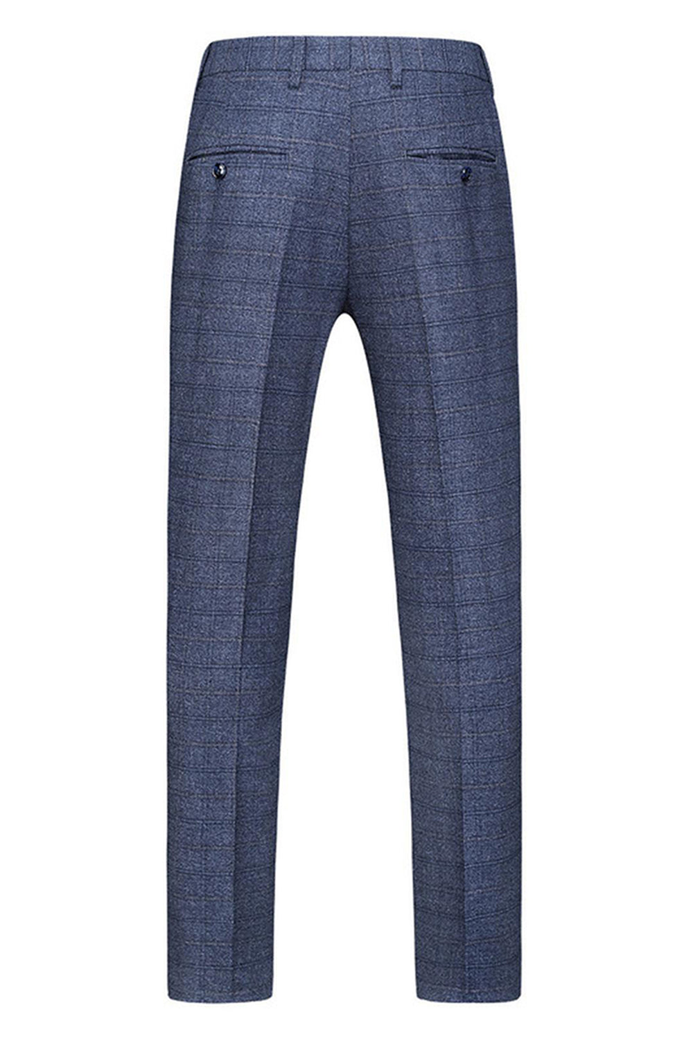 Dark Blue Plaid Notched Lapel 3 Pieces Men's Prom Suits