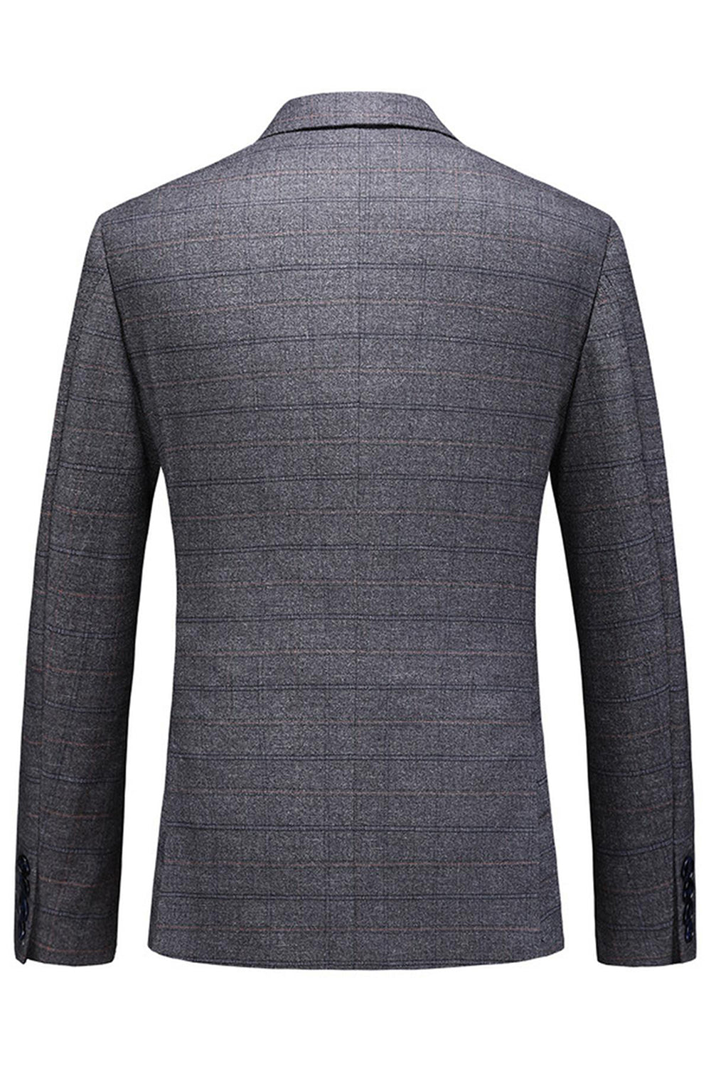 Dark Blue Plaid Notched Lapel 3 Pieces Men's Prom Suits