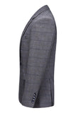 Dark Blue Plaid Notched Lapel 3 Pieces Men's Prom Suits