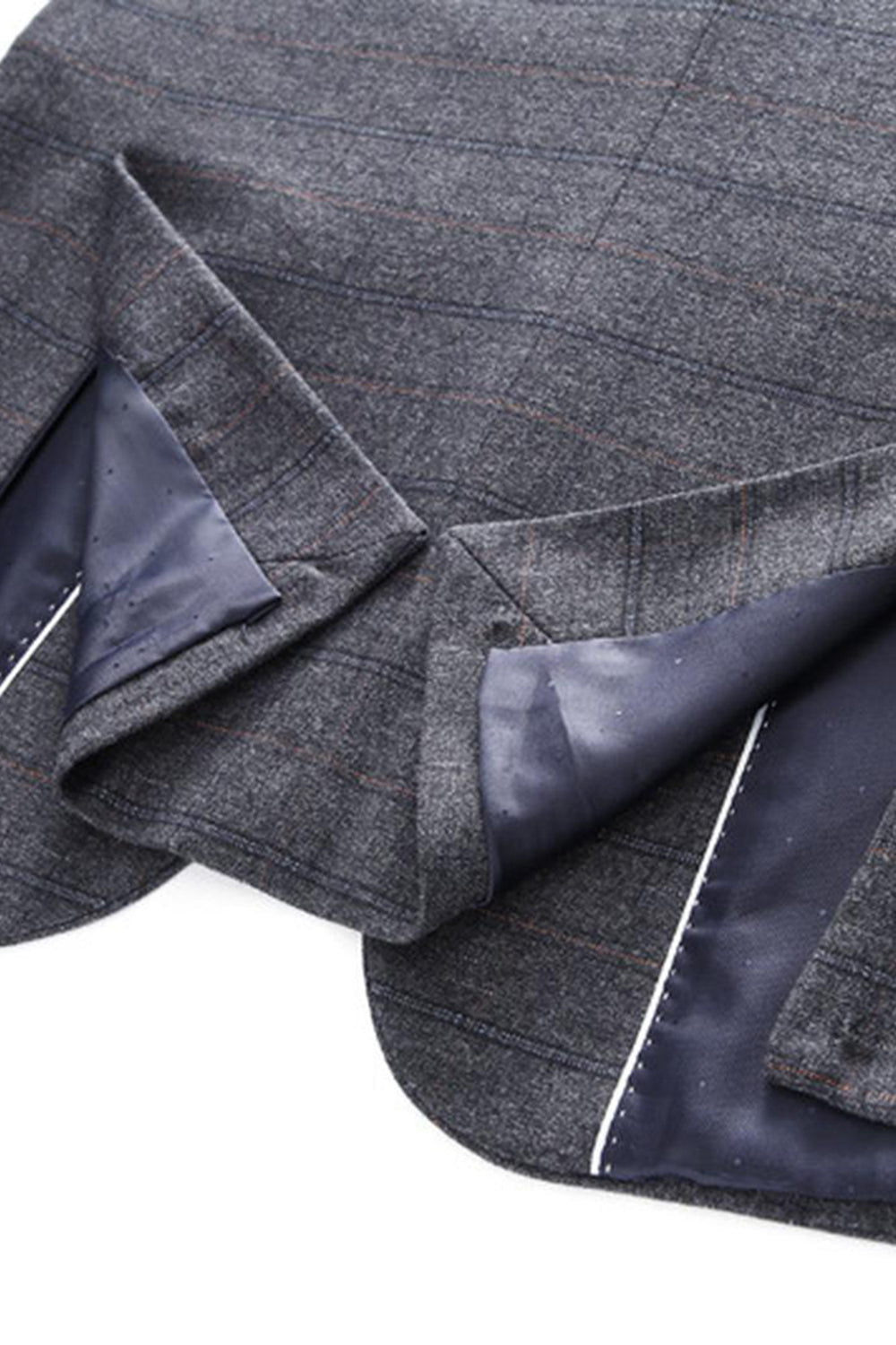 Dark Blue Plaid Notched Lapel 3 Pieces Men's Prom Suits