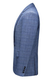 Dark Blue Plaid Notched Lapel 3 Pieces Men's Prom Suits