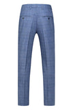 Dark Blue Plaid Notched Lapel 3 Pieces Men's Prom Suits