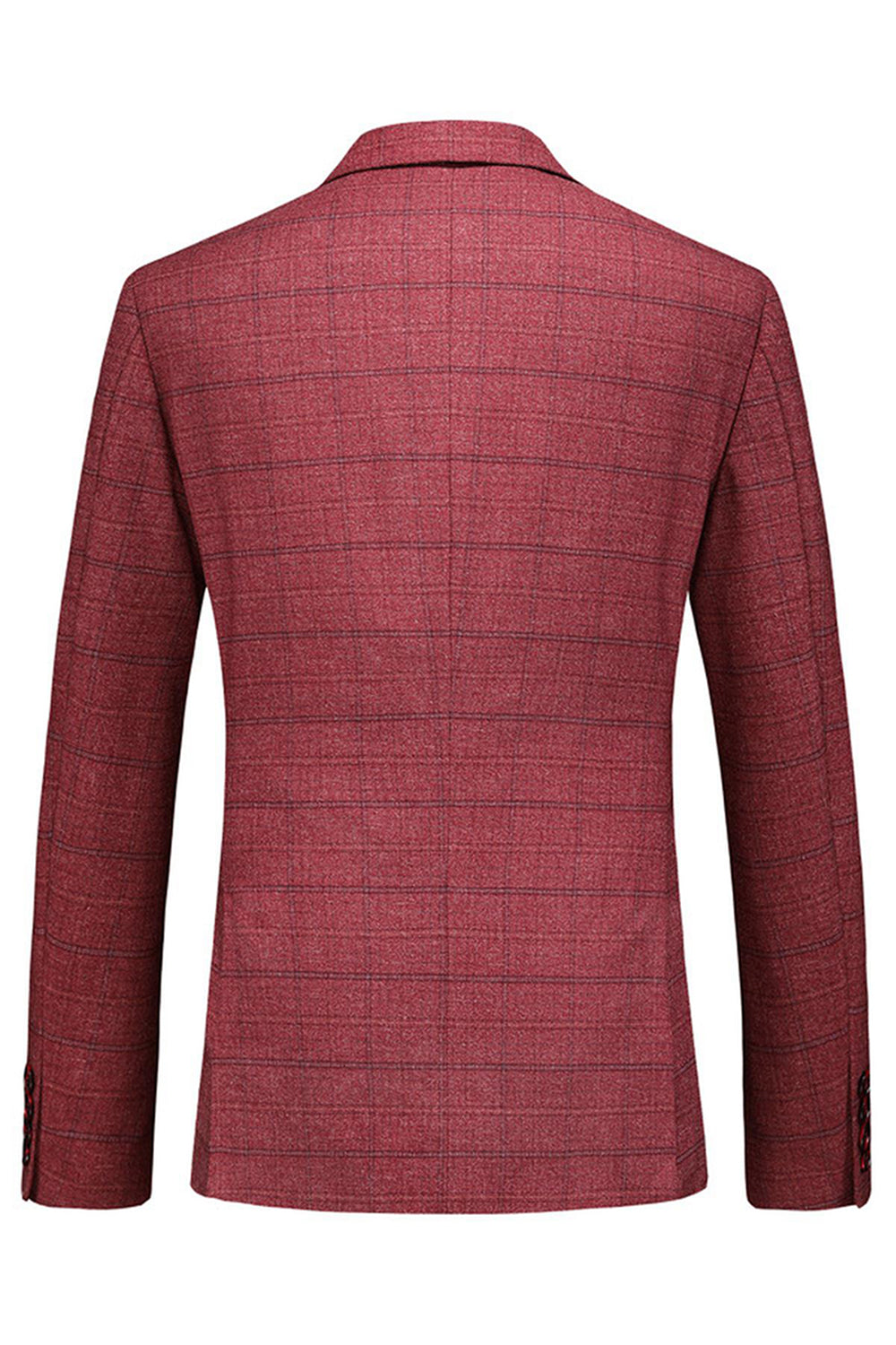 Dark Blue Plaid Notched Lapel 3 Pieces Men's Prom Suits