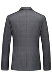 Men's Grey Plaid Peak Lapel One Button 3 Pieces Formal Suits