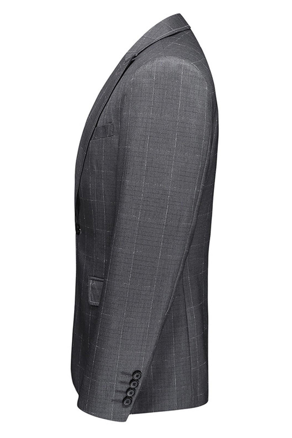 Men's Grey Plaid Peak Lapel One Button 3 Pieces Formal Suits