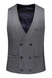Men's Grey Plaid Peak Lapel One Button 3 Pieces Formal Suits