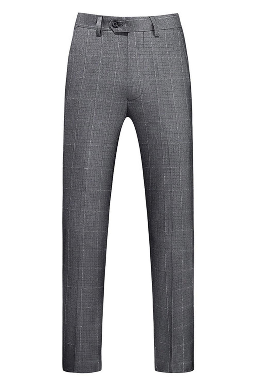 Men's Grey Plaid Peak Lapel One Button 3 Pieces Formal Suits