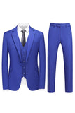 Men's 3 Pieces Violet One Button Notched Lapel Prom Suits