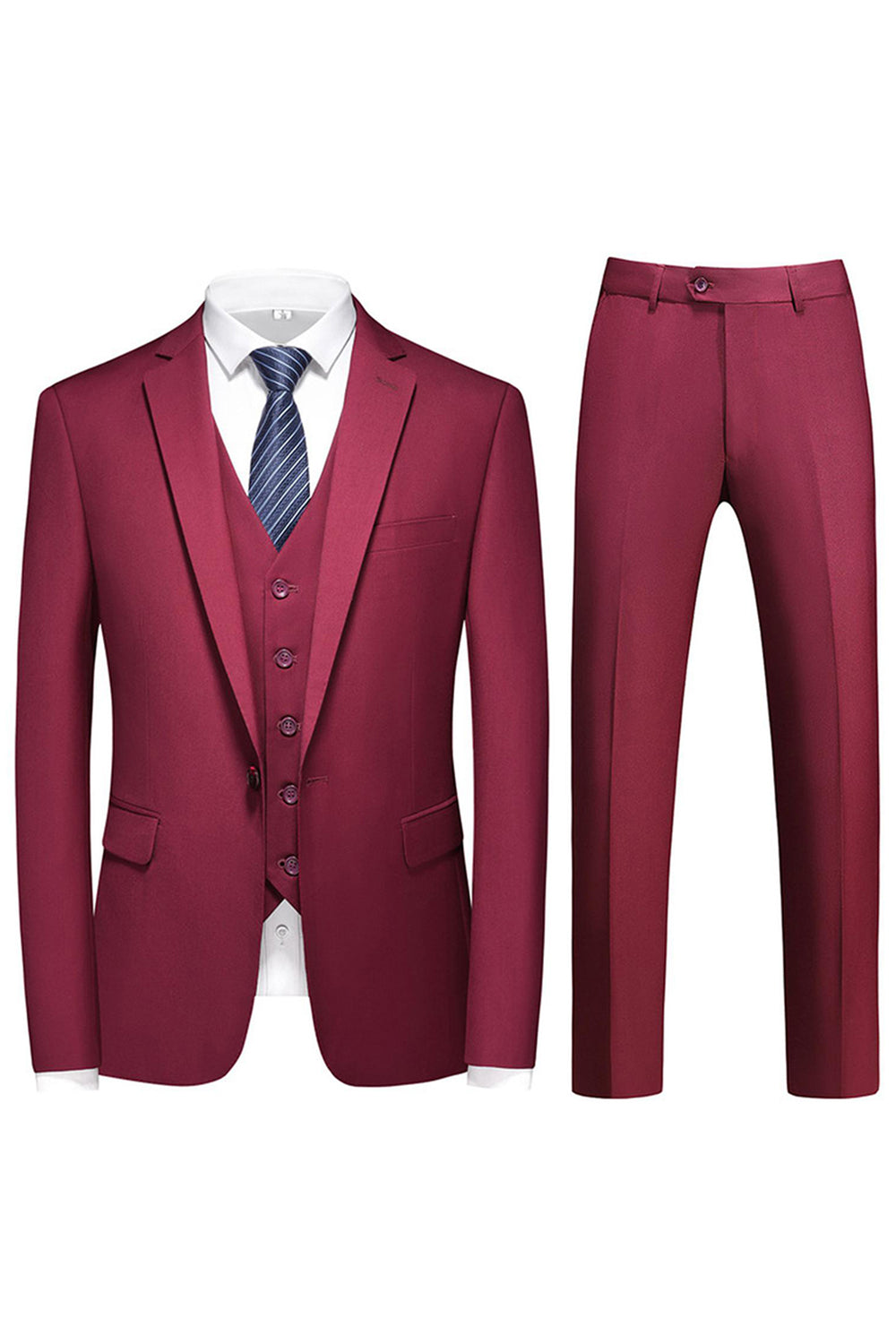 Men's 3 Pieces Violet One Button Notched Lapel Prom Suits