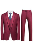 Men's 3 Pieces Violet One Button Notched Lapel Prom Suits