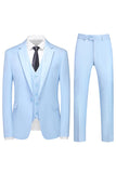 Men's 3 Pieces Violet One Button Notched Lapel Prom Suits