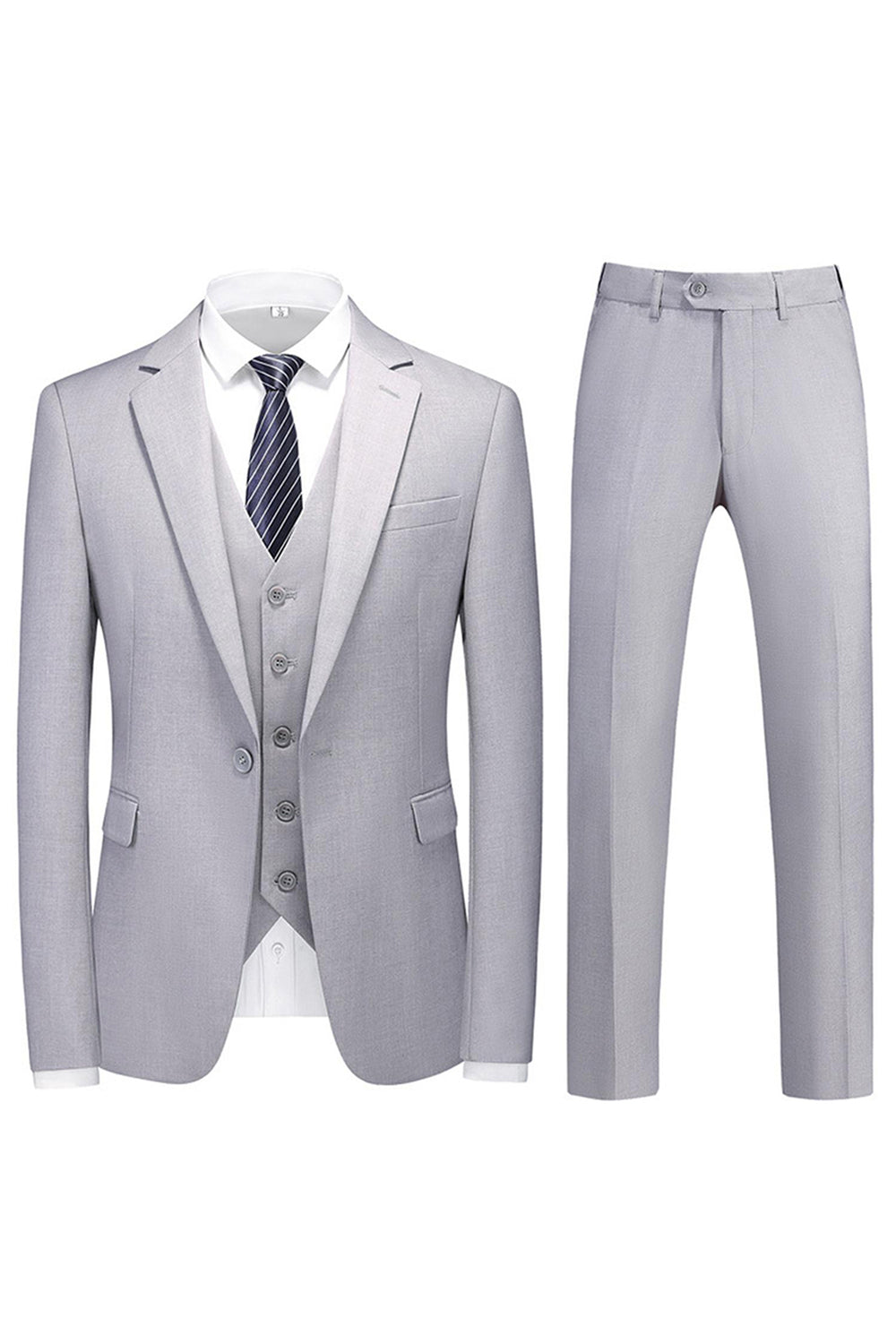 Men's 3 Pieces Violet One Button Notched Lapel Prom Suits