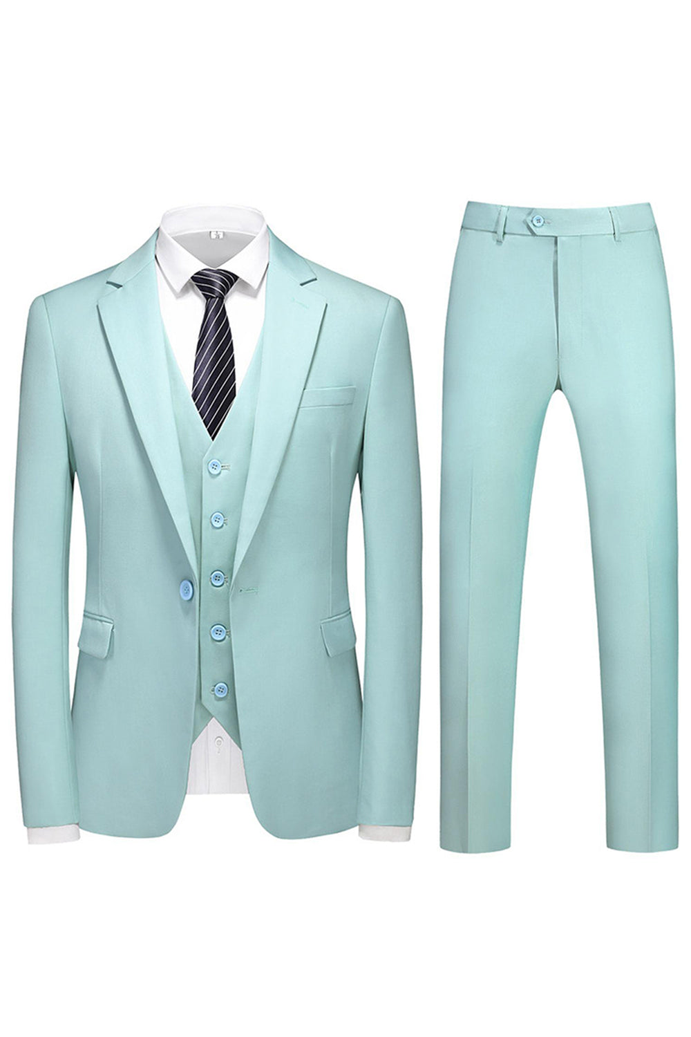 Men's 3 Pieces Violet One Button Notched Lapel Prom Suits