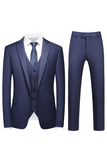 Men's 3 Pieces Violet One Button Notched Lapel Prom Suits