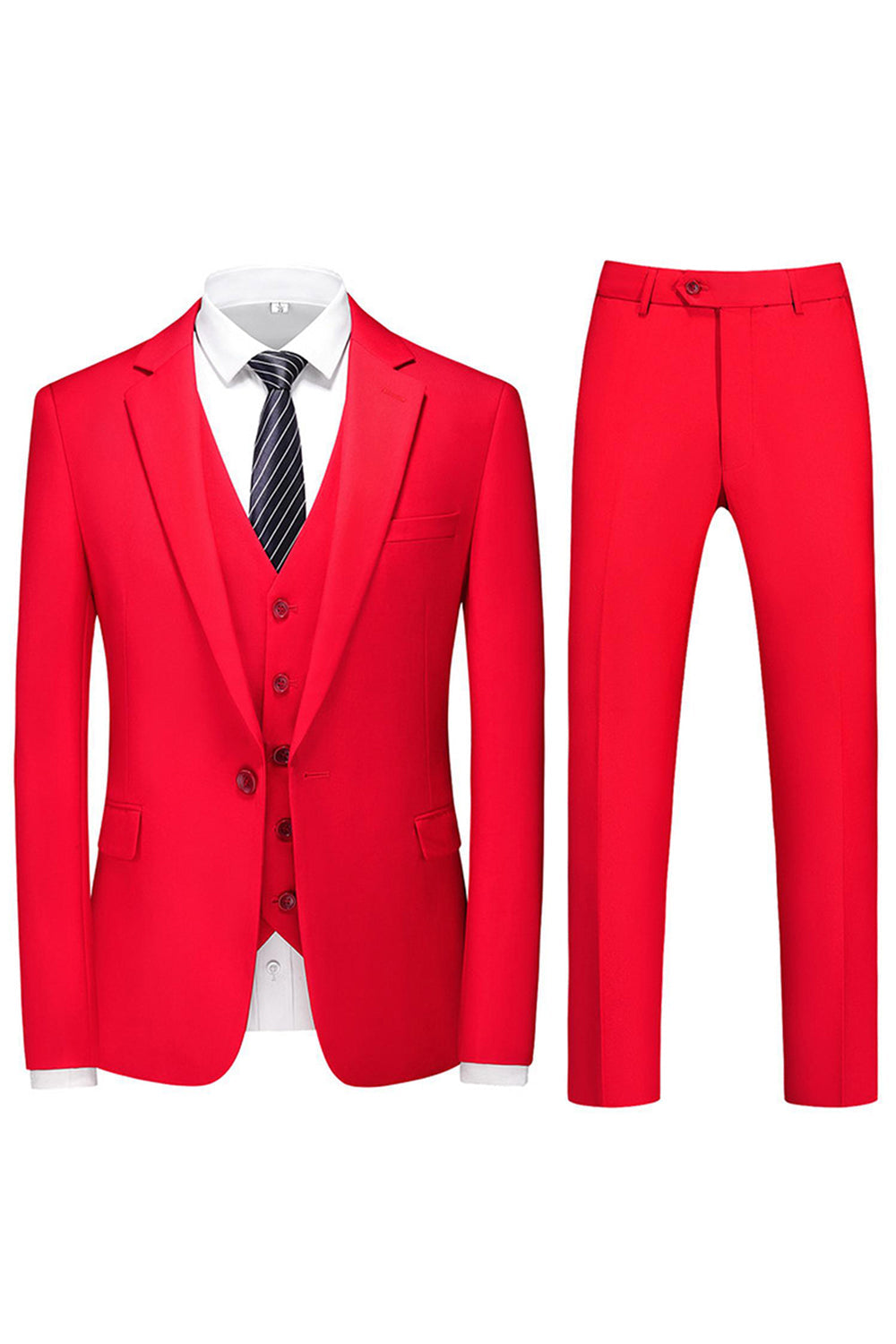 Men's 3 Pieces Violet One Button Notched Lapel Prom Suits