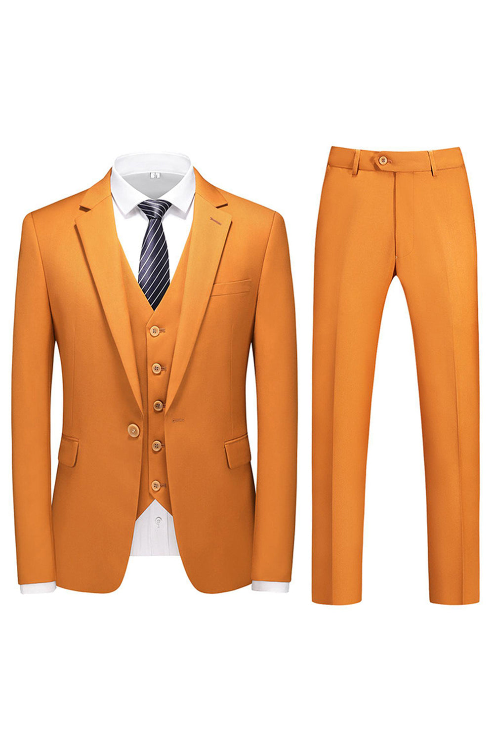 Men's 3 Pieces Violet One Button Notched Lapel Prom Suits