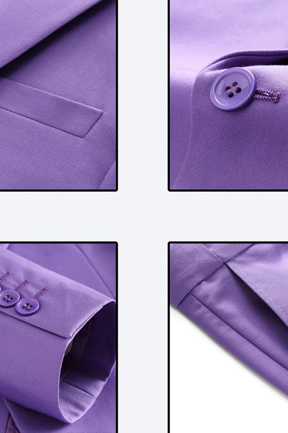 Men's 3 Pieces Violet One Button Notched Lapel Prom Suits