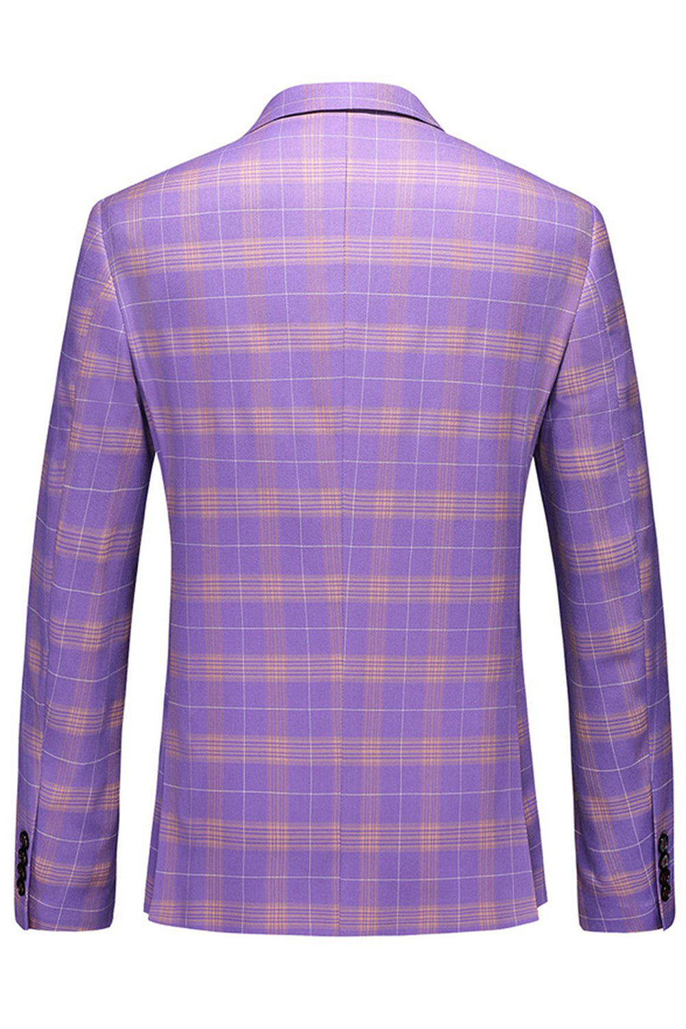 Violet Plaid Notched Lapel 3 Pieces Men's Prom Suits