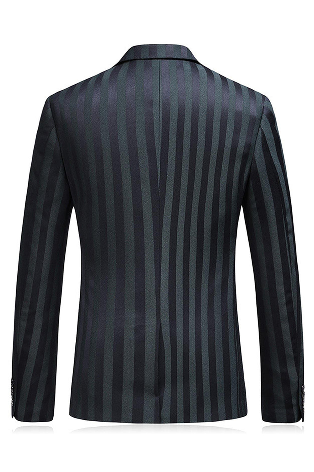 Grey Green Striped Peaked Lapel 3 Pieces Men's Prom Suits