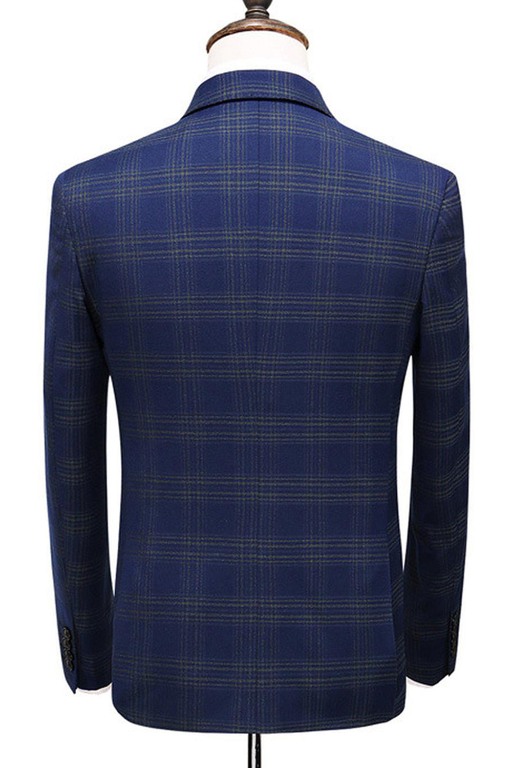 Blue Striped Peak Lapel 3 Pieces Men's Prom Suits