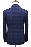 Blue Striped Peak Lapel 3 Pieces Men's Prom Suits