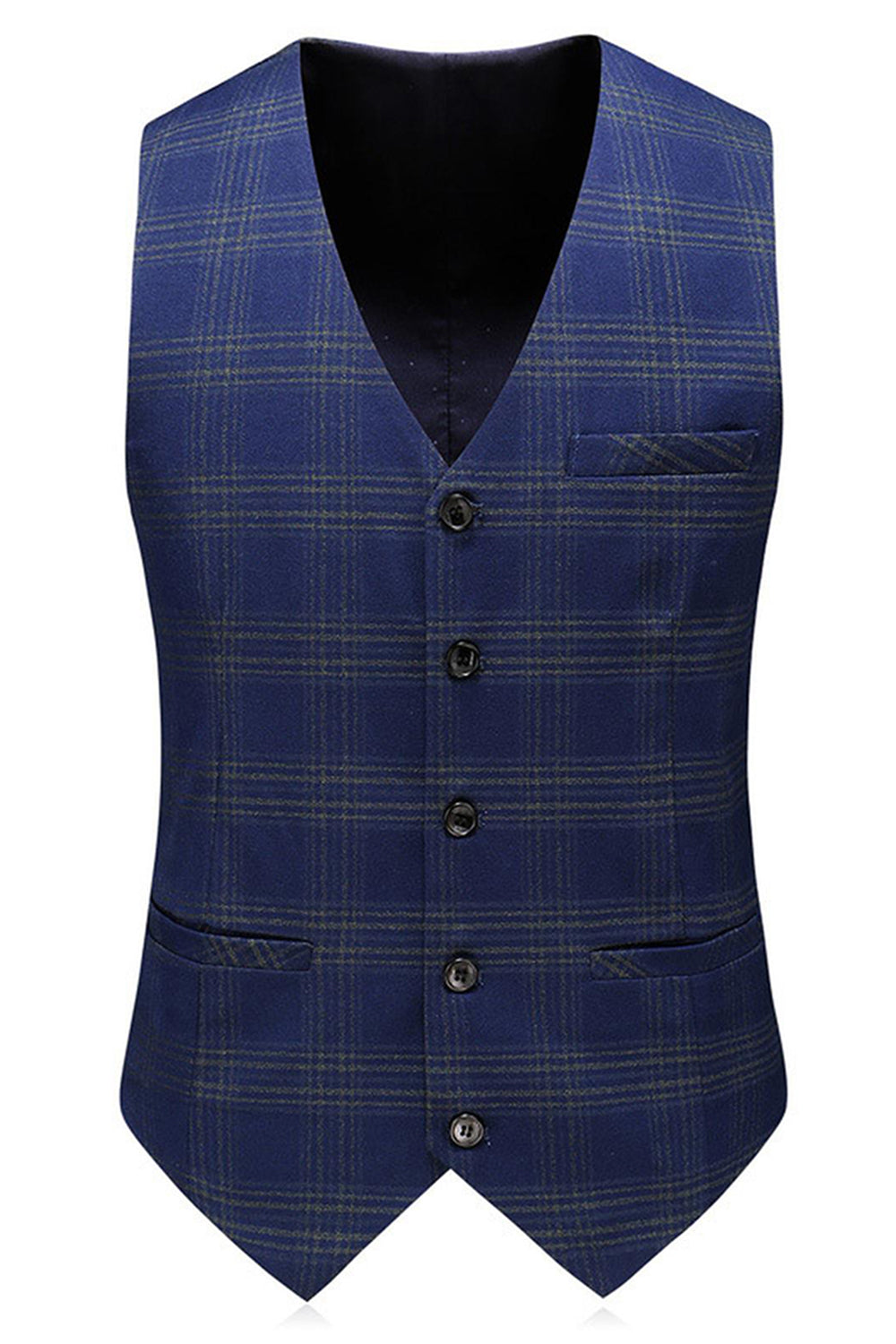 Blue Striped Peak Lapel 3 Pieces Men's Prom Suits