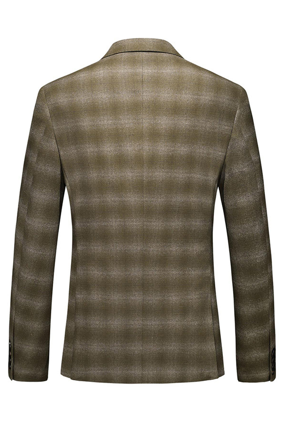 Army Green Striped Peak Lapel 3 Pieces Men's Formal Suits