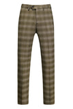 Army Green Striped Peak Lapel 3 Pieces Men's Formal Suits