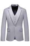Light Grey Notched Lapel 3 Pieces Men's Formal Suits