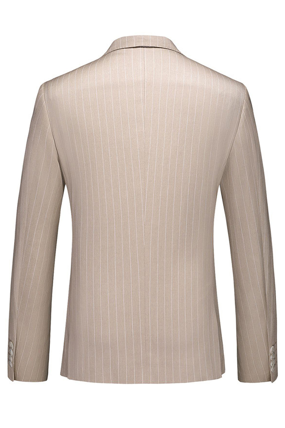 Khaki Striped Notched Lapel 3 Pieces Men's Formal Suits