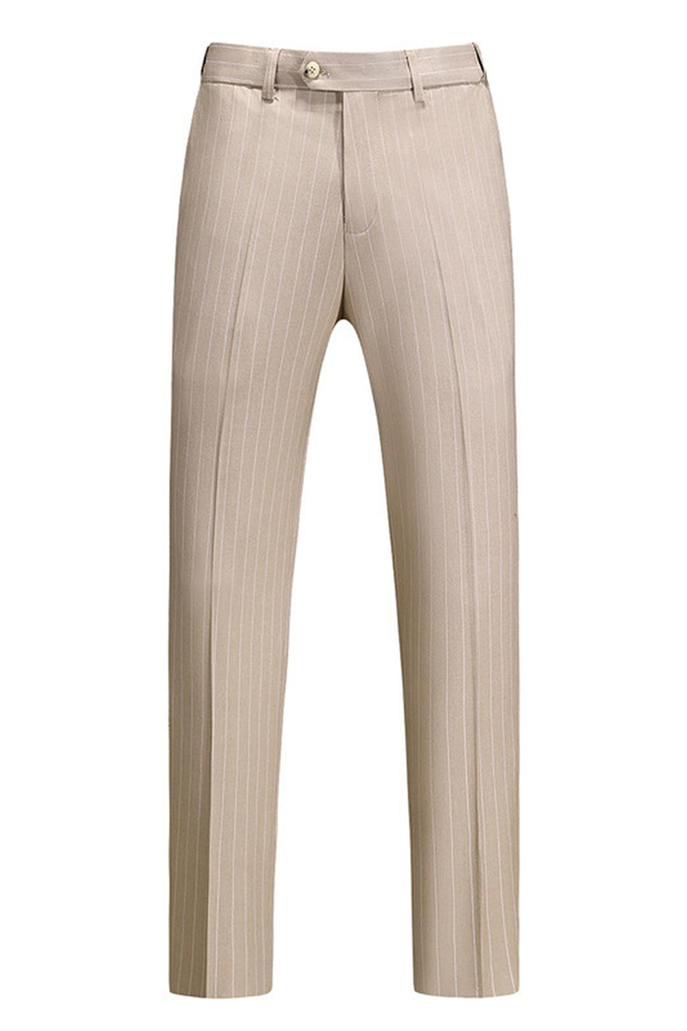 Khaki Striped Notched Lapel 3 Pieces Men's Formal Suits