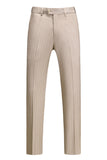 Khaki Striped Notched Lapel 3 Pieces Men's Formal Suits