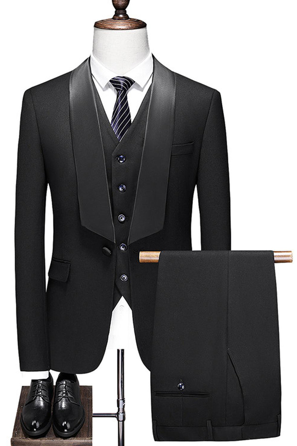 White Shawl Lapel 3 Pieces Men's Wedding Suits