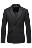 Black Peak Lapel Double Breasted 3 Pieces Men's Prom Suits
