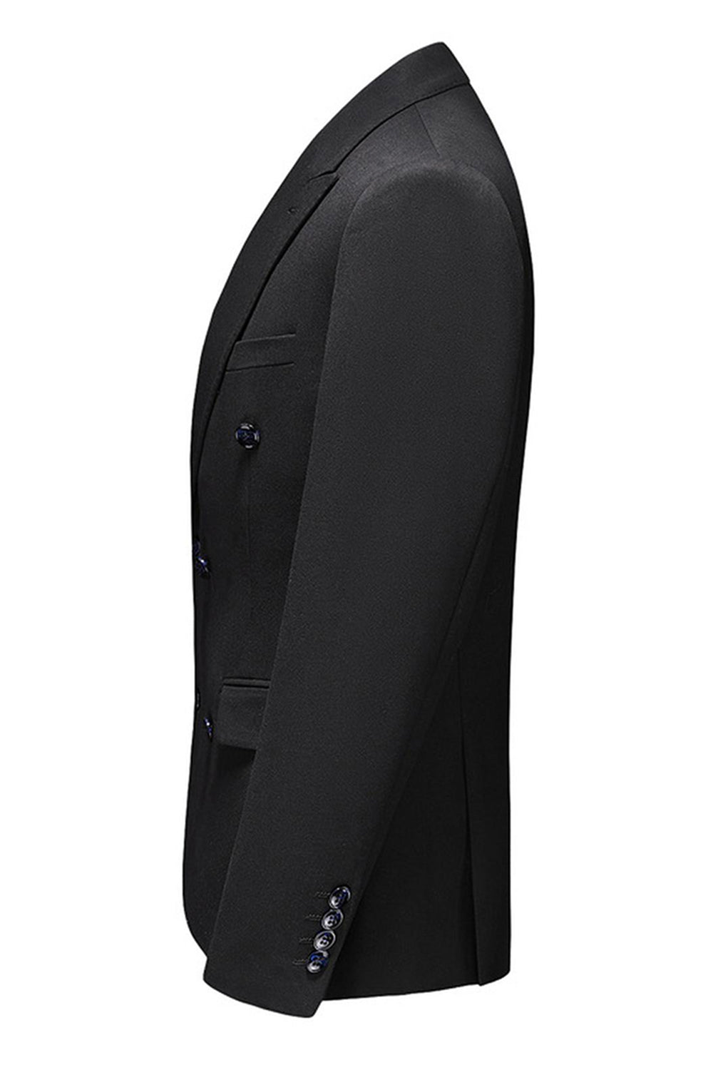 Black Peak Lapel Double Breasted 3 Pieces Men's Prom Suits