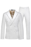 Black Peak Lapel Double Breasted 3 Pieces Men's Prom Suits