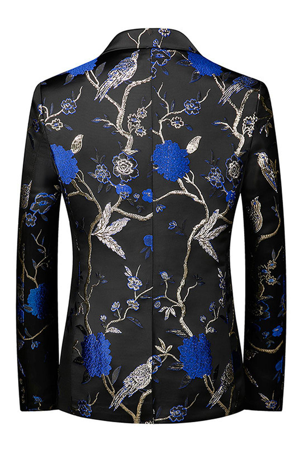 Blue Notched Lapel 3 Piece Jacquard Men's Prom Suits